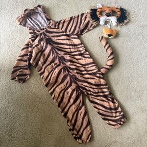 Tiger Costume Bodysuit Kids 2T Halloween 1980 Vintage Applause Mask Nose One Pc